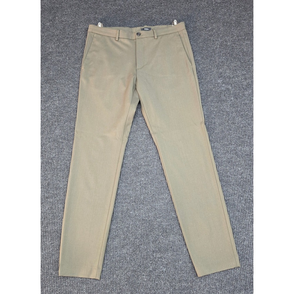 Theory Zaine Gearheart Twill Wool Blend Slim Fit Pants Olive Green Mens 34